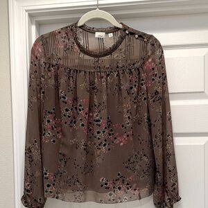 Gorgeous Aritzia Wilfred Floral Sheer Blouse - Brown and Pink